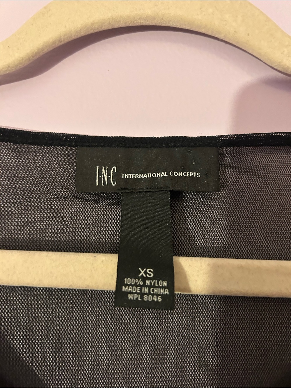INC International Concepts Black Studded Mesh V-Neck Top - Picture 5 of 5